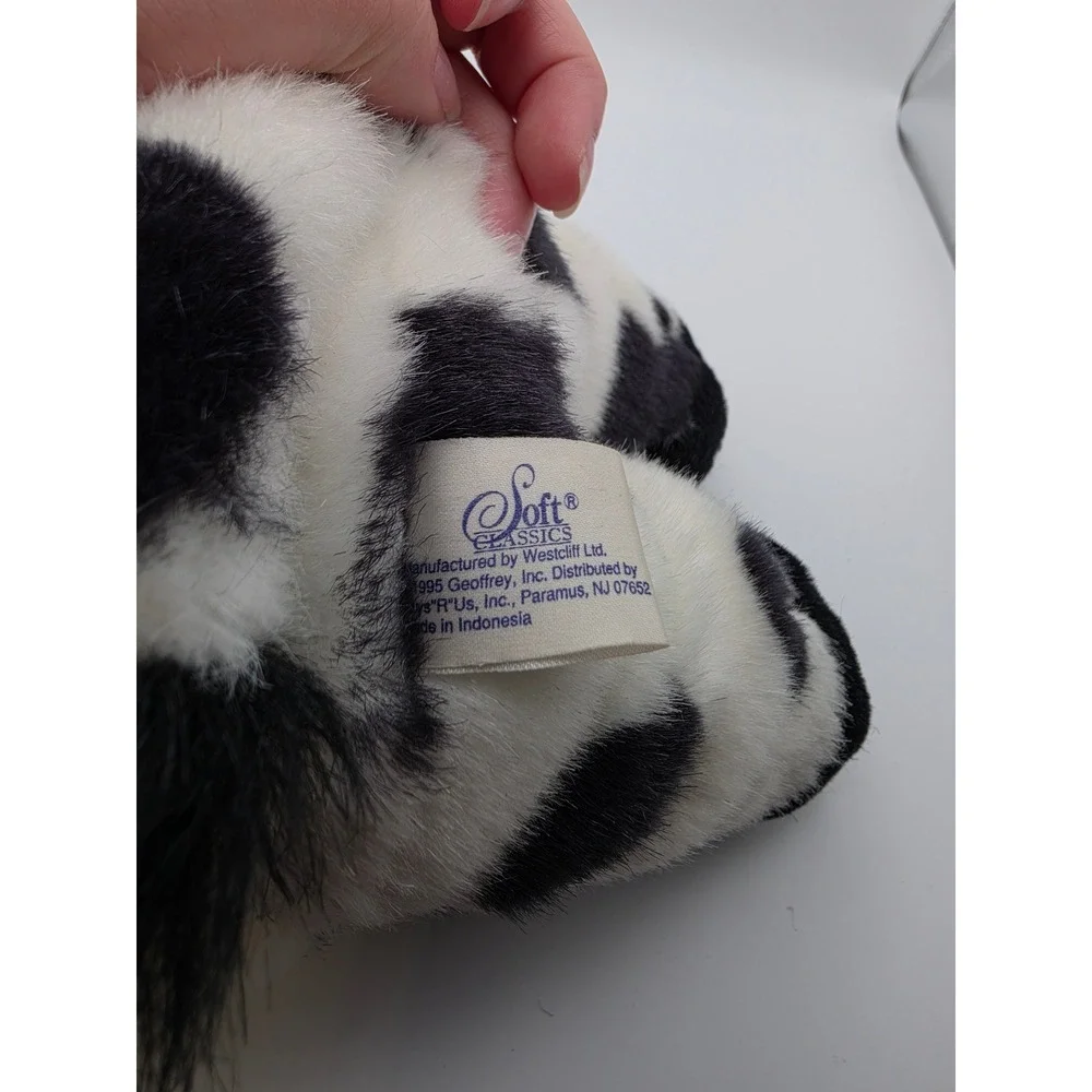 Vintage 1995 Soft Classics Toys R Us Cow Plush Black White Spotted 10 Inch